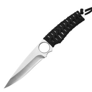 Rostfritt stål skelettkniv bärbar flätad rak kniv