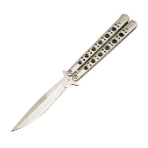 Högkvalitativ Helix Butterfly Balisong kniv Silver