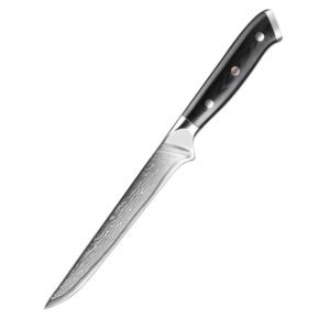 Kniv med damaskusstål och G10-handtag för köttskärning och urbening