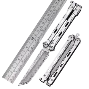 Damascus Balisong träningskniv i heltål, oslipad