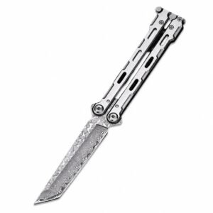 Damaskus Balisong All Steel Training Knife Unsharpened