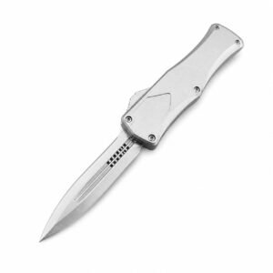 zinkhandtag Hera gudinna vitt handtag dubbeleggad OTF-kniv